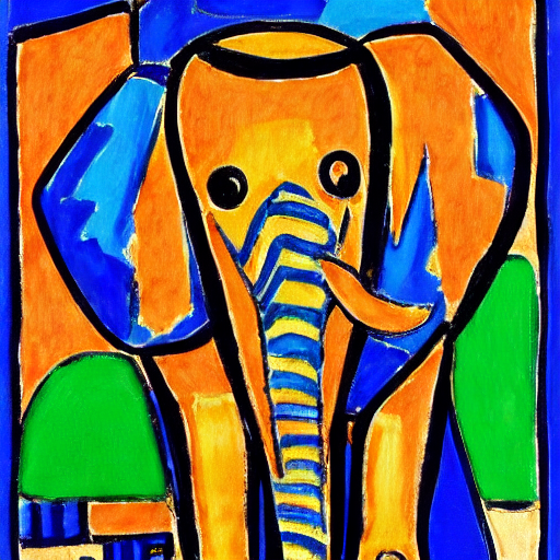 Generated image of an elephant in the style of Matisse
